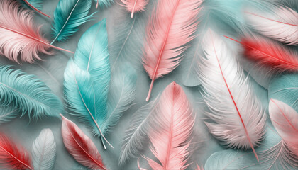 Multicolored feathers texture. Natural abstract background
