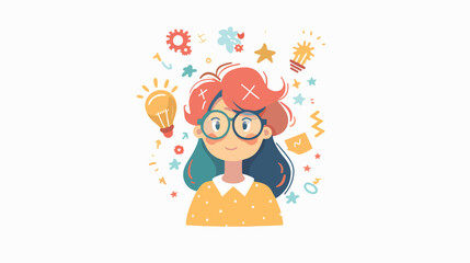 Little Genius Flat Vector Isolated on White Background