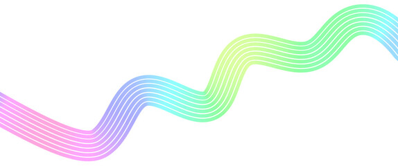 Abstract Pastel Rainbow Gradient Wave Line PNG