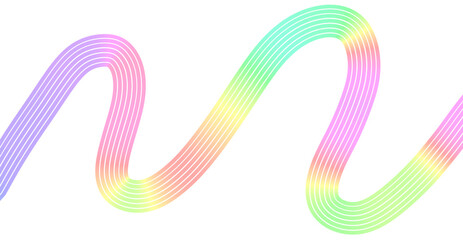 Abstract Pastel Rainbow Gradient Wave Line PNG