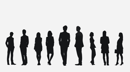 Professional Silhouette of Businesspeople Against Black Wall