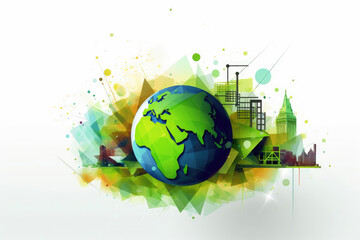 generated illustration of World environment and Earth Day concept with globe and eco friendly enviroment.
