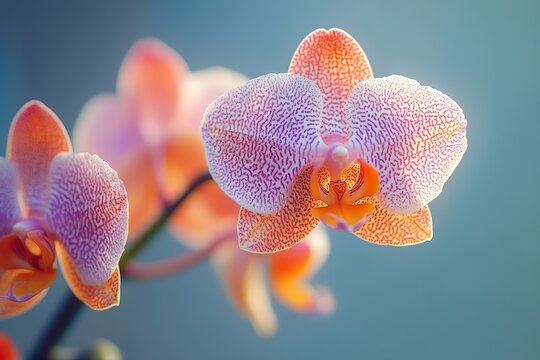 A vibrant orchid in full bloom, with intricate patterns on its petals