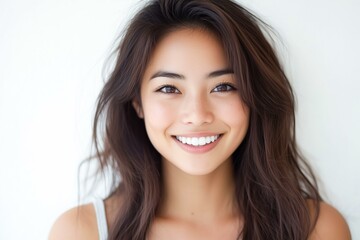 Portrait of a smiling young Thai woman with long hair