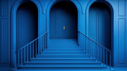 Obraz premium Blue Doorway Entrance with Stairs