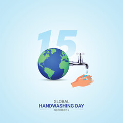 creative global handwashing day ads design. global handwashing day, Celebrated in United States in October 15, vector, 3d illustration