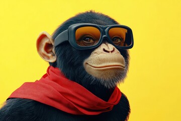 Fototapeta premium Monkey with Sunglasses and Scarf