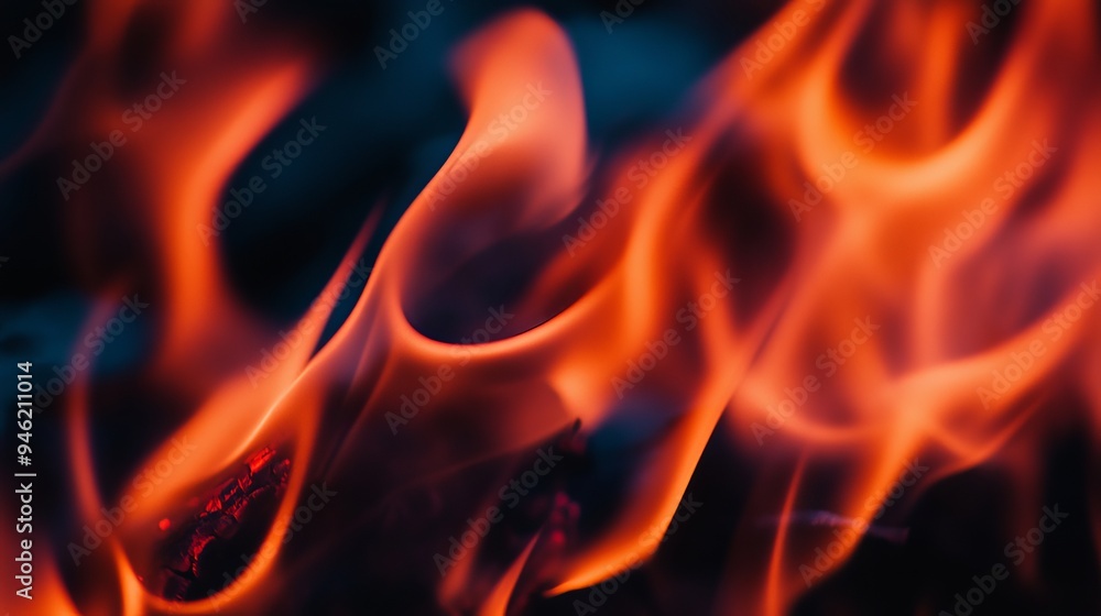 Wall mural Burning fire flames creating abstract shapes background