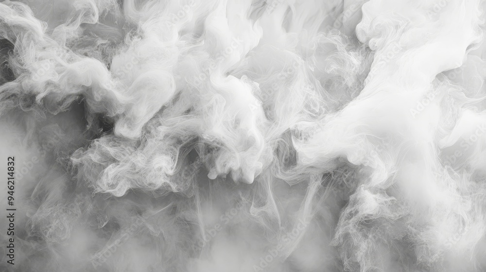 Poster white ink is slowly dissolving in water creating abstract smoke effect