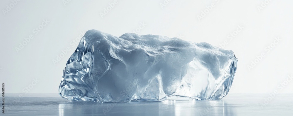 Aufkleber large irregular ice block melting on reflective surface