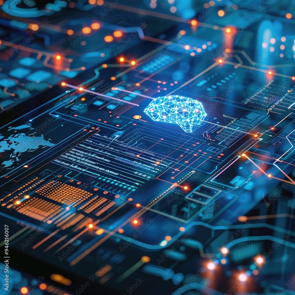 Poster data analysis of document ai artificial intelligence process with technology processor to planning b