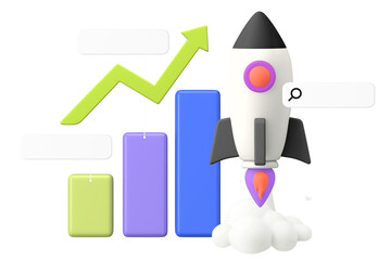 Startup success png sticker, 3D graphic, transparent background