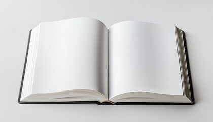 Fototapeta premium An open blank book displaying empty pages for writing or drawing.