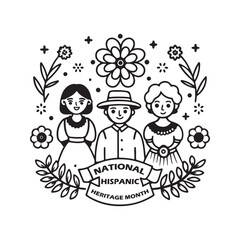 vector illustration celebrating National Hispanic Heritage Month.