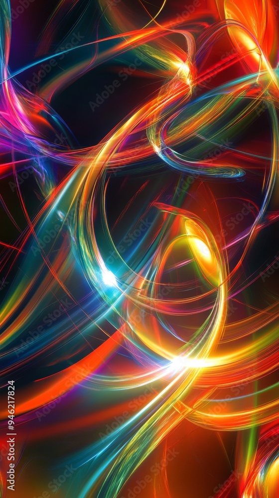 Poster abstract background with wavy lines crossing and forming colorful shapes