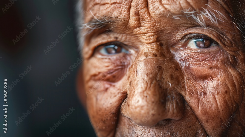 Poster elderly men from various ethnic groups share serene expressions, embodying wisdom and calmness in th