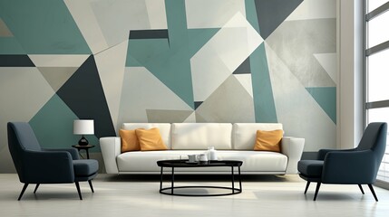 Contemporary Elegance. Geometric patterned wallpaper with modern minimalism concept