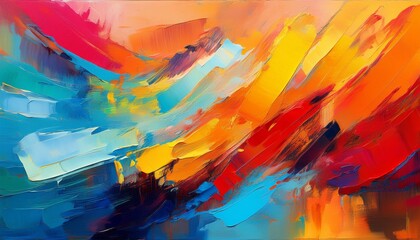 Abstract Painting With Bold Brushstrokes in Vibrant Colors