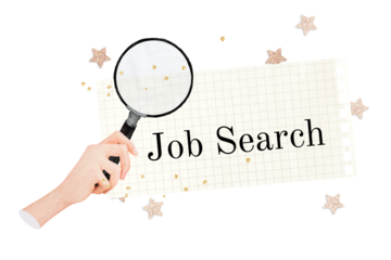 PNG Job search, magnifying glass paper craft remix, transparent background