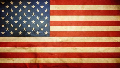 Naklejka premium Background with vintage American flag with aged paper texture