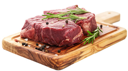 Raw beef steak on a cutting board