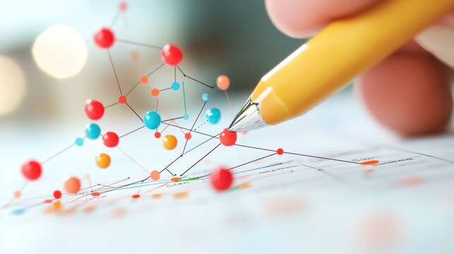 A scatter plot with a hand drawn illustration of a trend line, showcasing a scientific hypothesis.