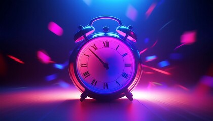 Antique Alarm Clock Surrounded by Colorful Confetti, Symbolizing Celebration and the Passage of Time in a Lively Setting