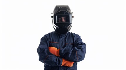Naklejka premium The Welder in Protective Gear