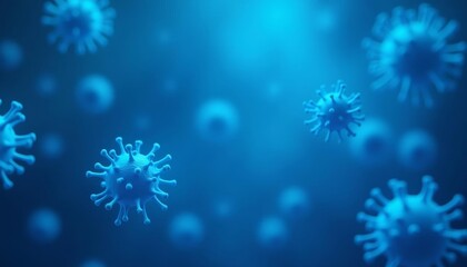 Fototapeta premium Viral particles floating in a blue mist