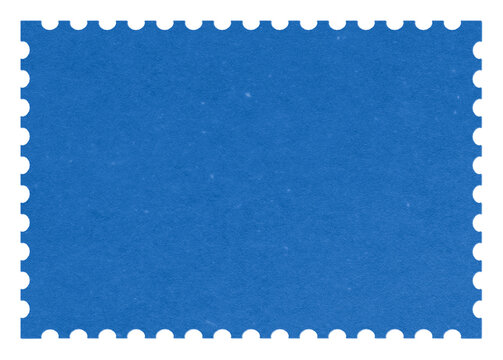 Blue postage stamp png paper sticker, transparent background