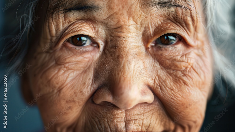 Aufkleber Elderly men from various ethnic backgrounds display deep wisdom and tranquility in their expressions, highlighting their life stories and experiences. Generative AI