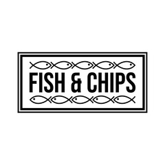 Fish and chips logo vector illustration template hand draw black and white