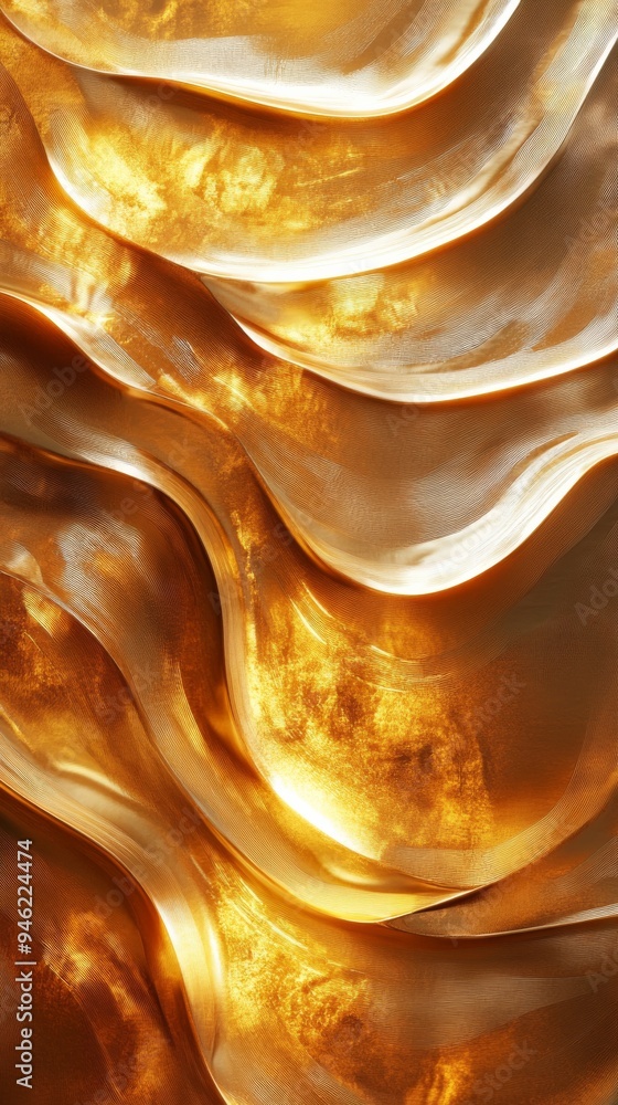 Poster abstract golden wavy background flowing in a seamless pattern