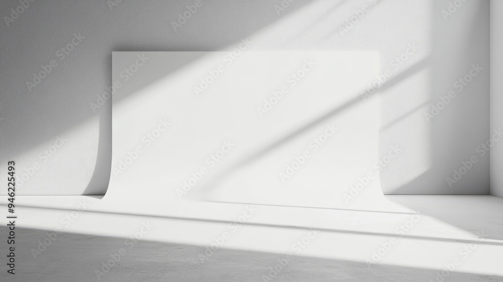 Poster a simple white backdrop with a subtle drop shadow, adding depth and dimension to the scene