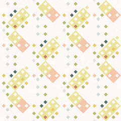 Simple glitch geometric seamless abstract pattern with playful woven summer color. Bright whimsical gender neutral bold irregular shape textile Cotton effect background. 