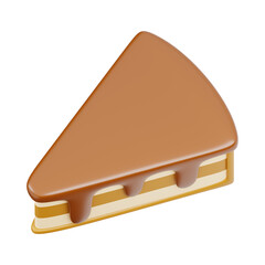 3d illustration of chocolate cake piece, cake and dessert abstract