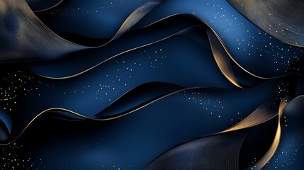 Abstract Background with Gold Accents and Blue Waves