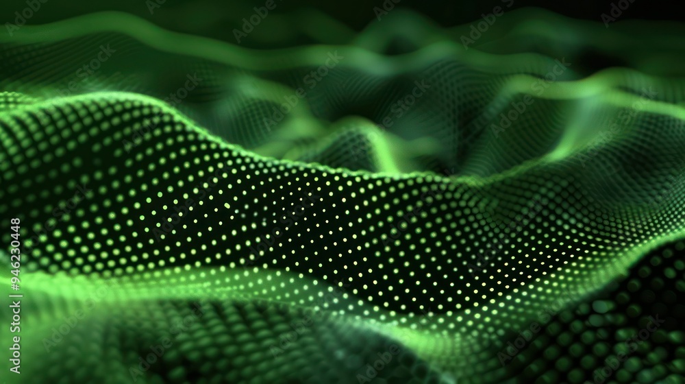 Poster abstract dot green wave pattern screen gradient background, technology and science concept.