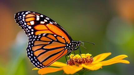 Fototapeta premium Monarch butterfly migration threatened by habitat loss, 