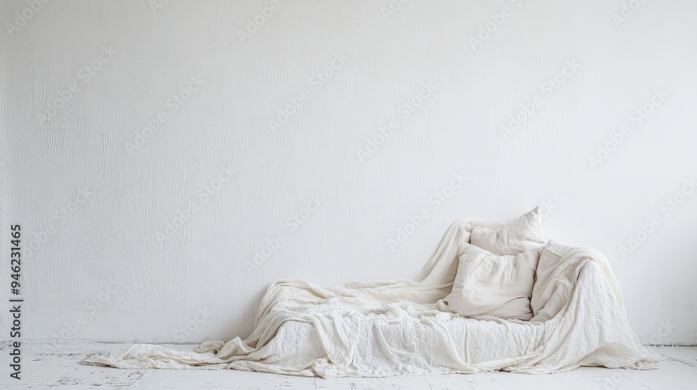 Poster a white backdrop with subtle texture, creating a neutral setting for various creative projects
