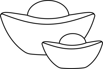 Chinese Gold Ingot outline vector.
Gold Ingot yuanbao coloring page svg.
