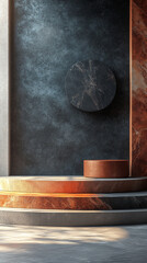 Podium mockup display stand for product presentation