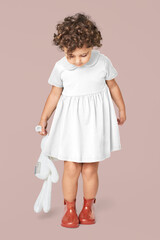 Girl wearing png dress full body mockup