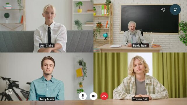 Senior Professor Delivering Online Lecture from Classroom Setting