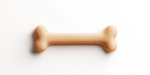 Minimalist Dog Bone Icon in Soft Brown Color on White Background with Long Shadow