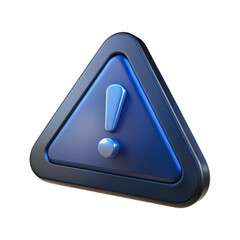 3D Blue Warning Sign with Exclamation Mark