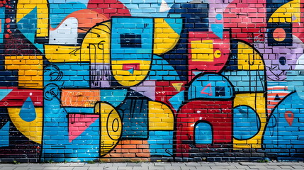 Obraz premium Wall art in an alleyway wall art in a corner pop art graffiti and modern doodle styles.