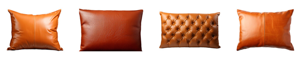 Fototapeta premium Set, collection of Leather Cushion isolated on transparent background.