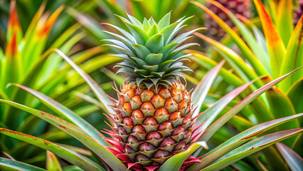 Fototapeta premium Ripe pineapple fruit. Ripe pineapple on white background