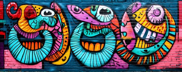 Fototapeta premium Wall art in an alleyway wall art in a corner pop art graffiti and modern doodle styles.
